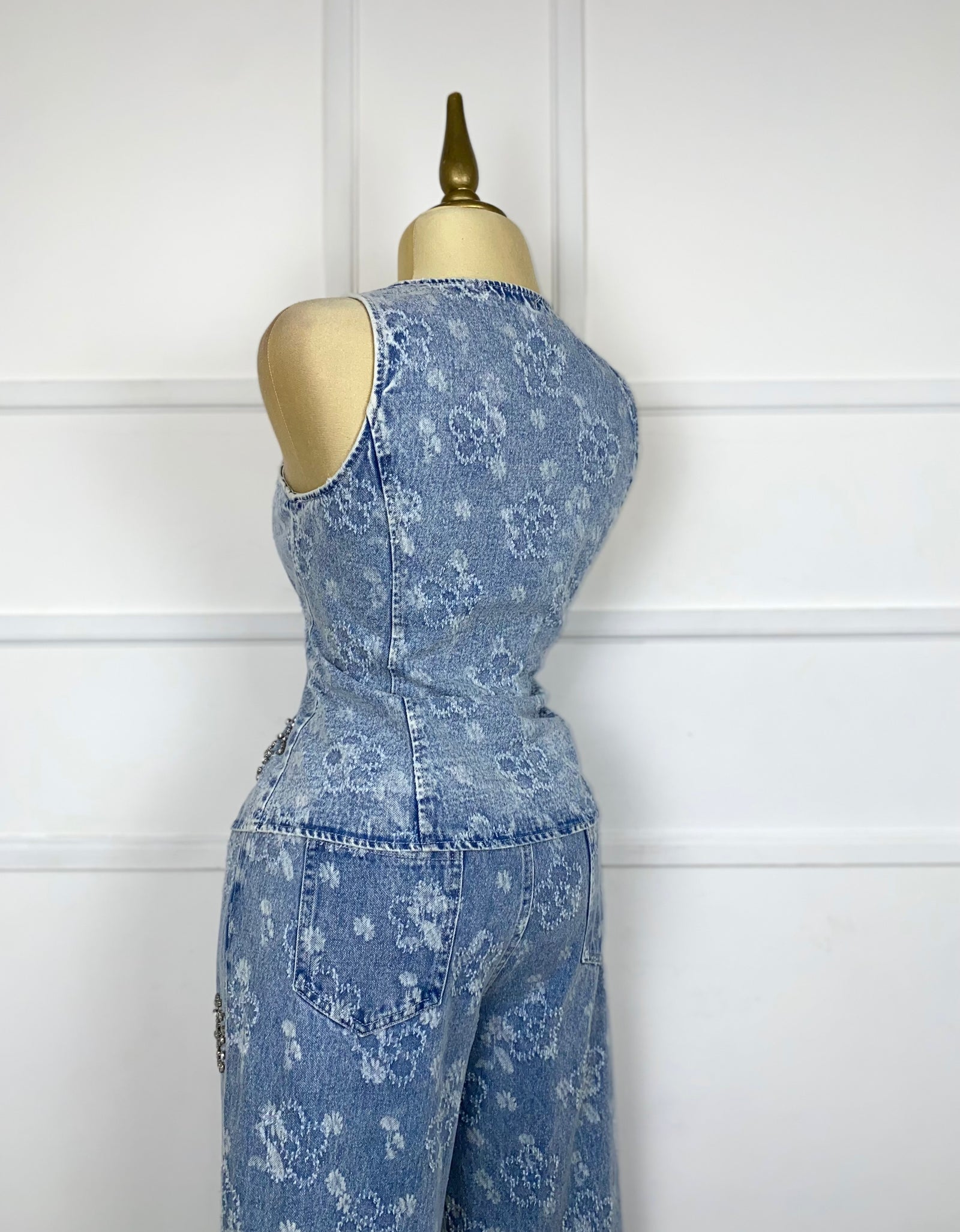 Set de mezclilla con pedrería