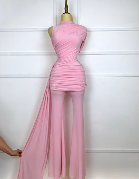 Set rosa asimétrico stretch