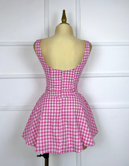 Vestido rosa cuadros