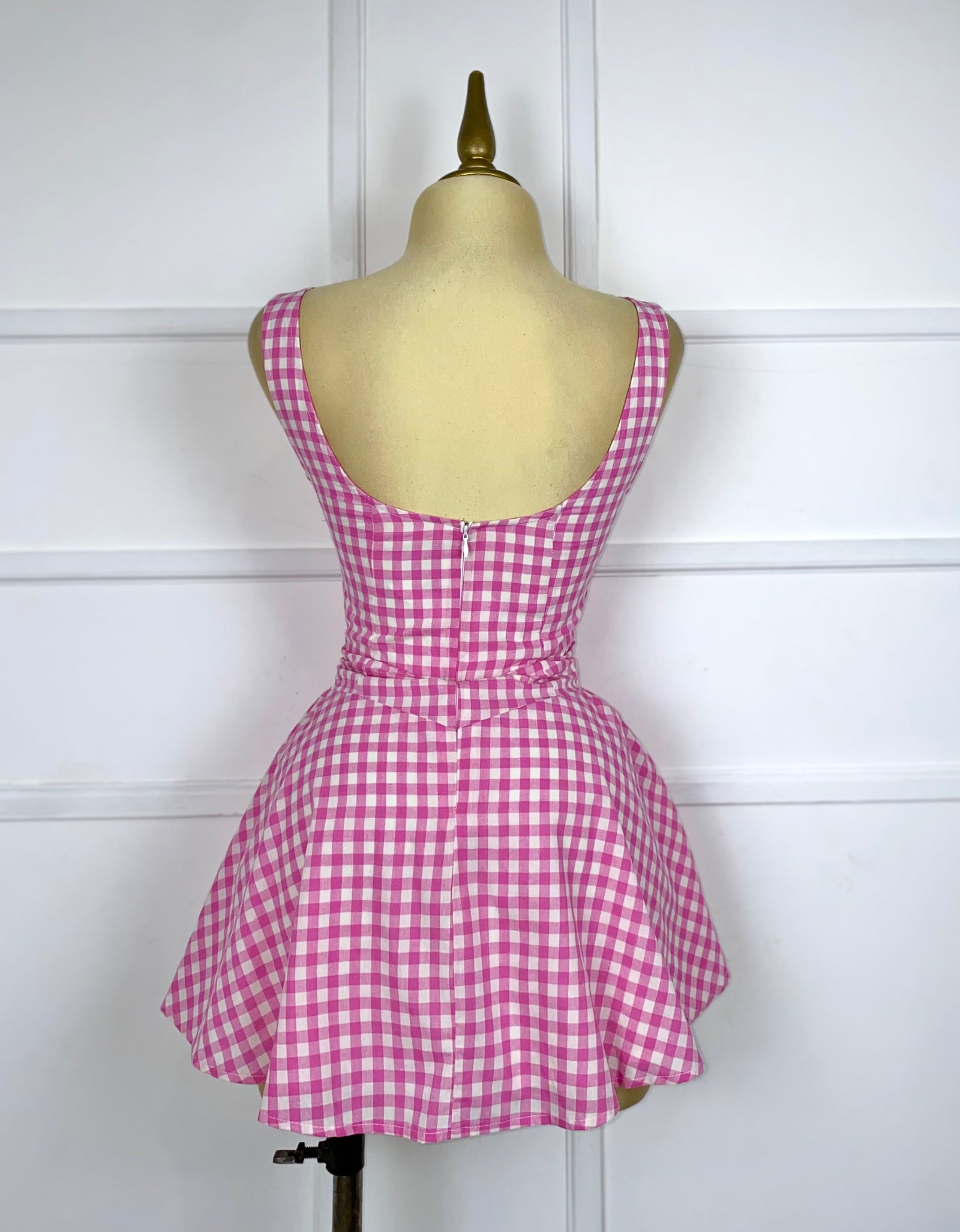 Vestido rosa cuadros