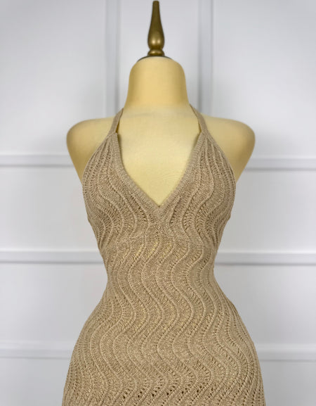 Vestido tejido con listones