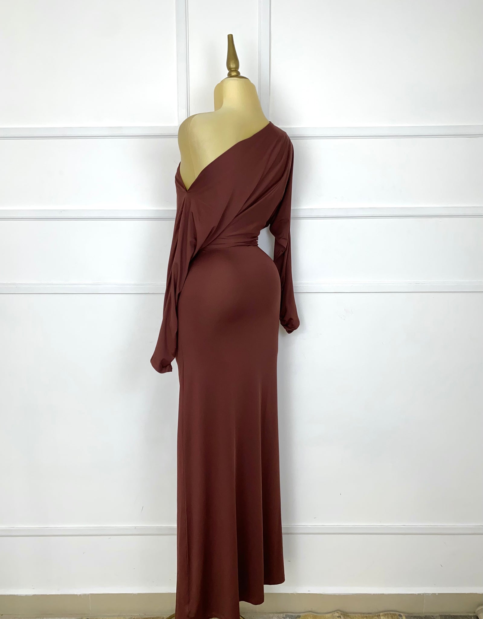 Vestido largo asimétrico stretch