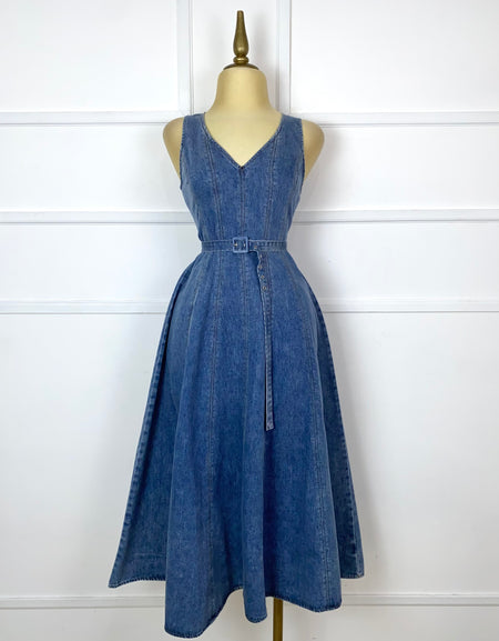 Vestido mezclilla midi con cinto