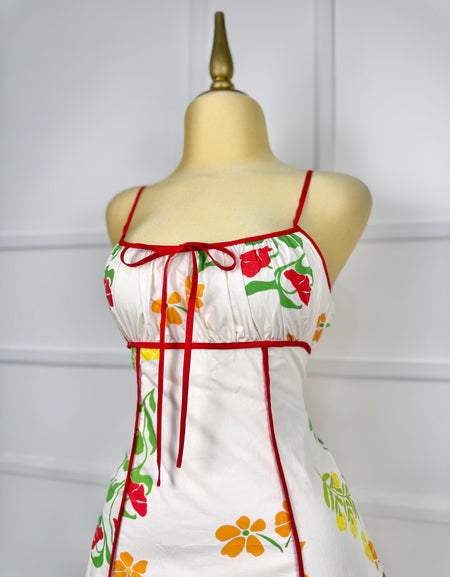 Vestido corto estampado con cerezas