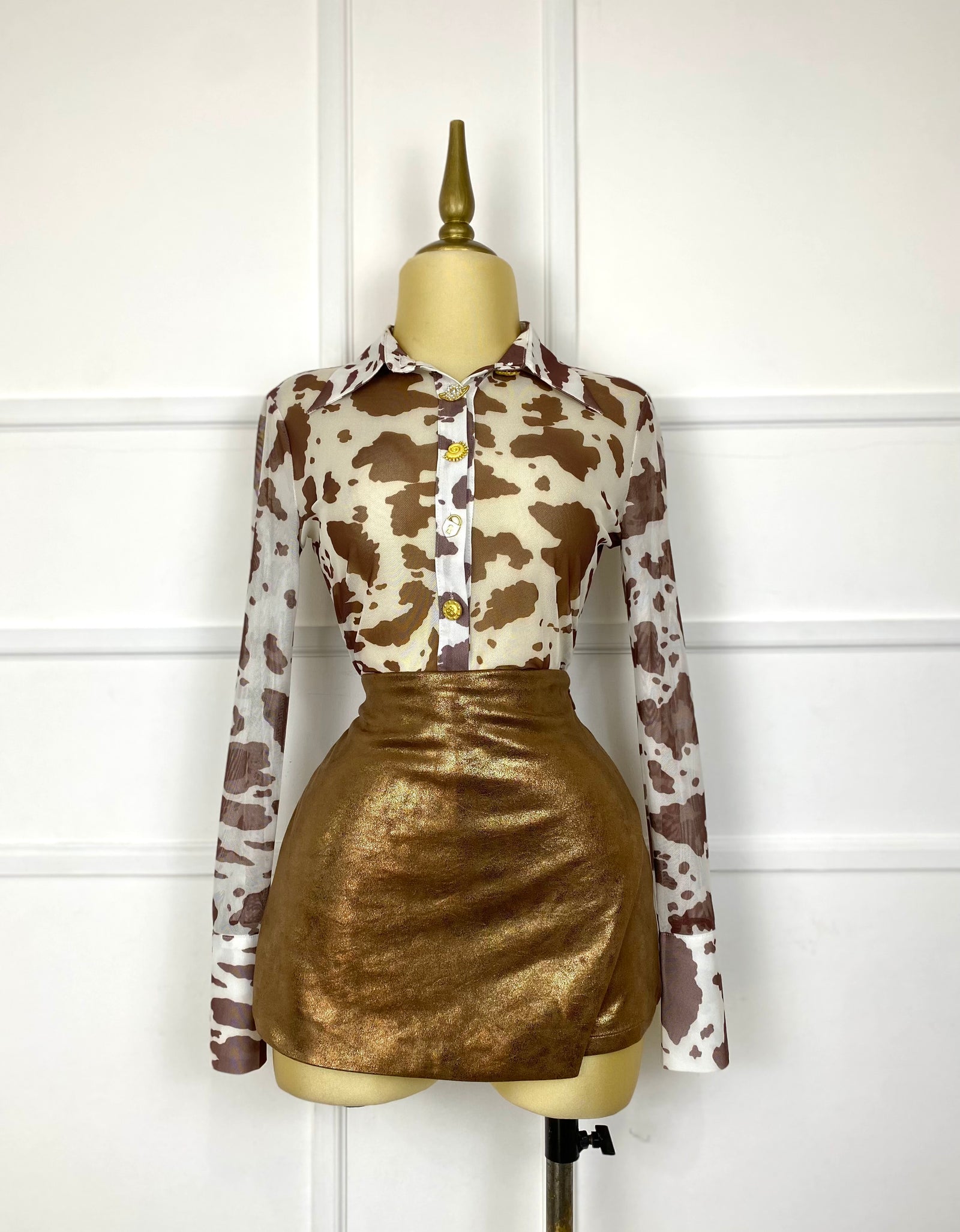 Blusa mesh estampado vaca