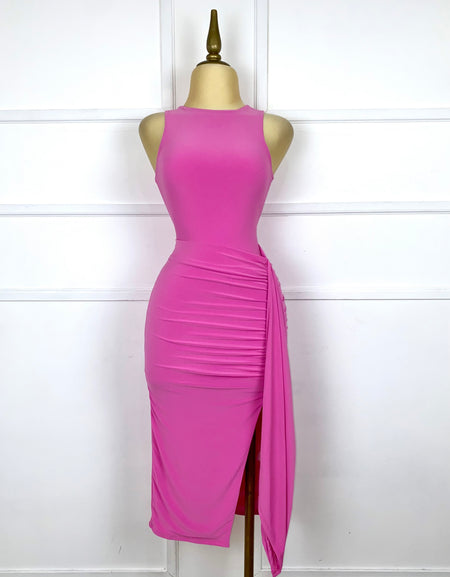 Vestido rosa midi liso