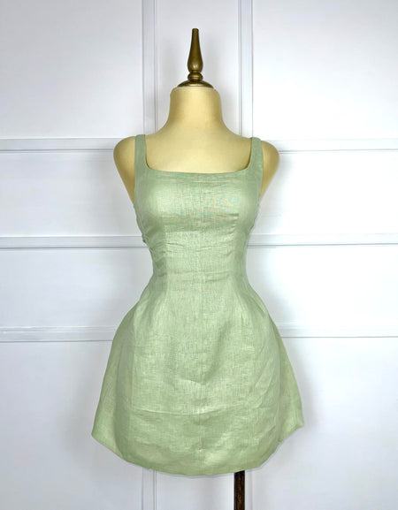 Vestido verde pistache tipo lino