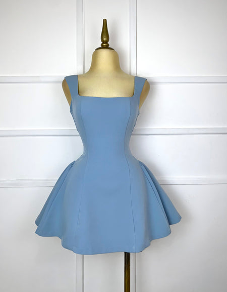 Vestido azul liso corte A