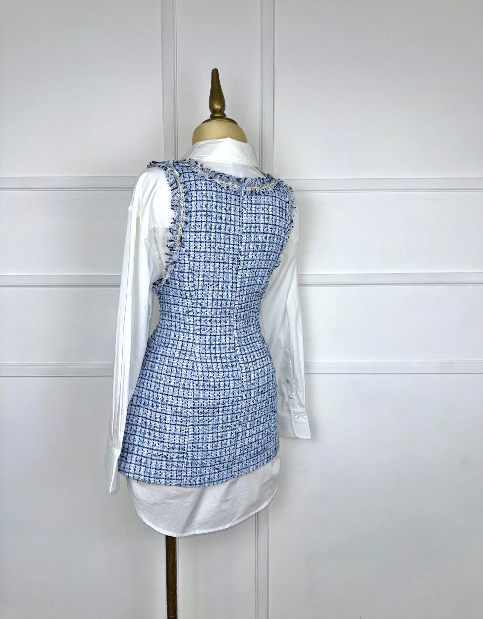 Vestido tweed con camisa (2 piezas)