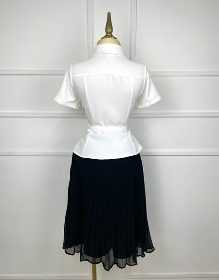 Vestido black/white con cinto