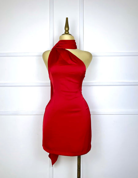 Vestido rojo asimétrico