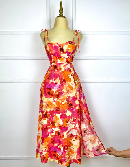 Vestido midi estampado de flores