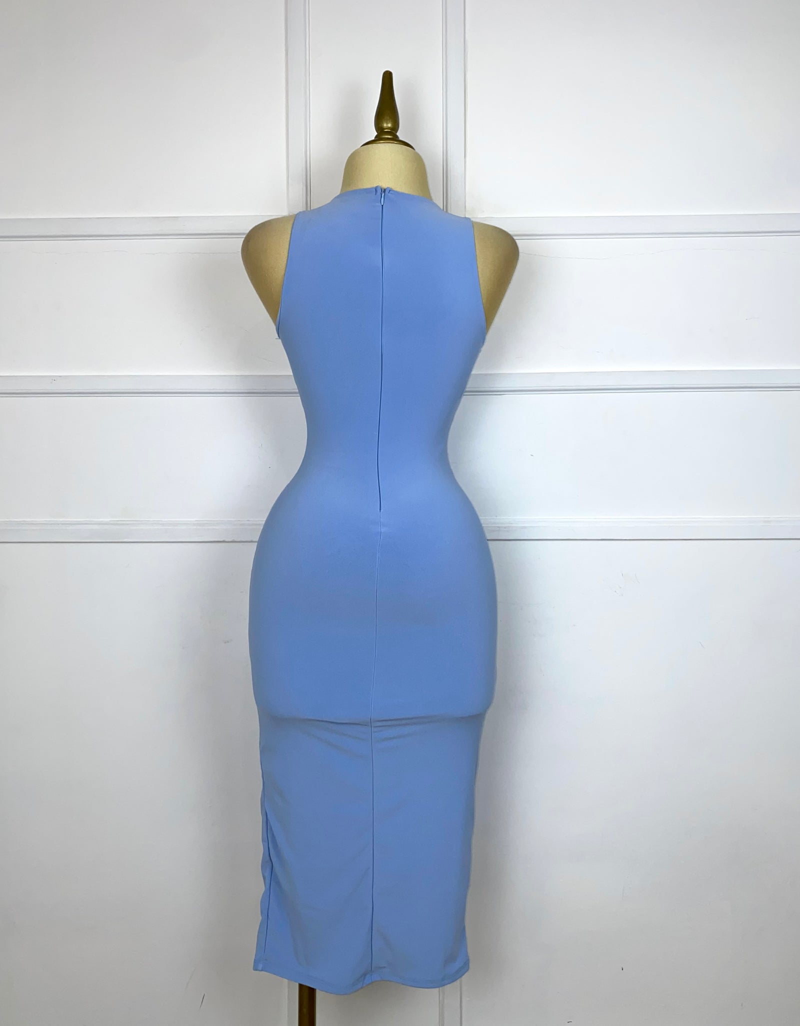 Vestido baby blue con drapeado