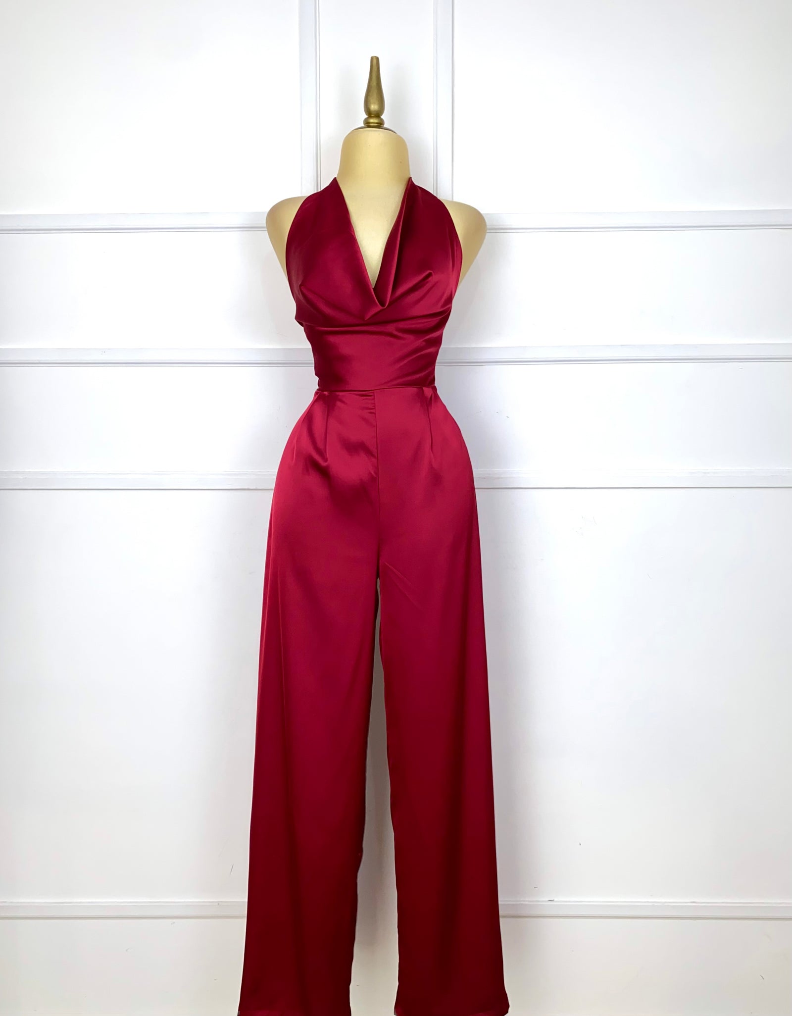 Palazzo tinto satín halter