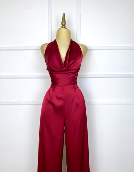 Palazzo tinto satín halter