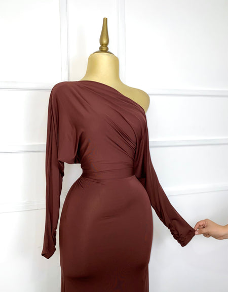 Vestido largo asimétrico stretch