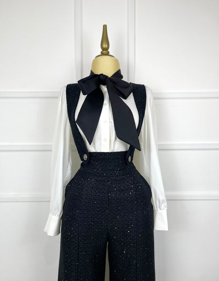 Overol negro de tweed