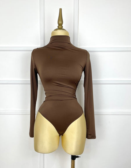 Bodysuit café con drapeado