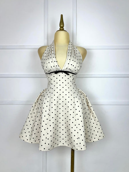 Vestido halter polka dots tipo lino