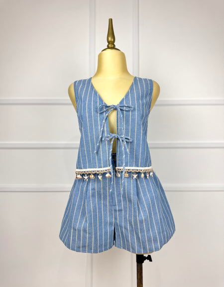 Set denim con conchas