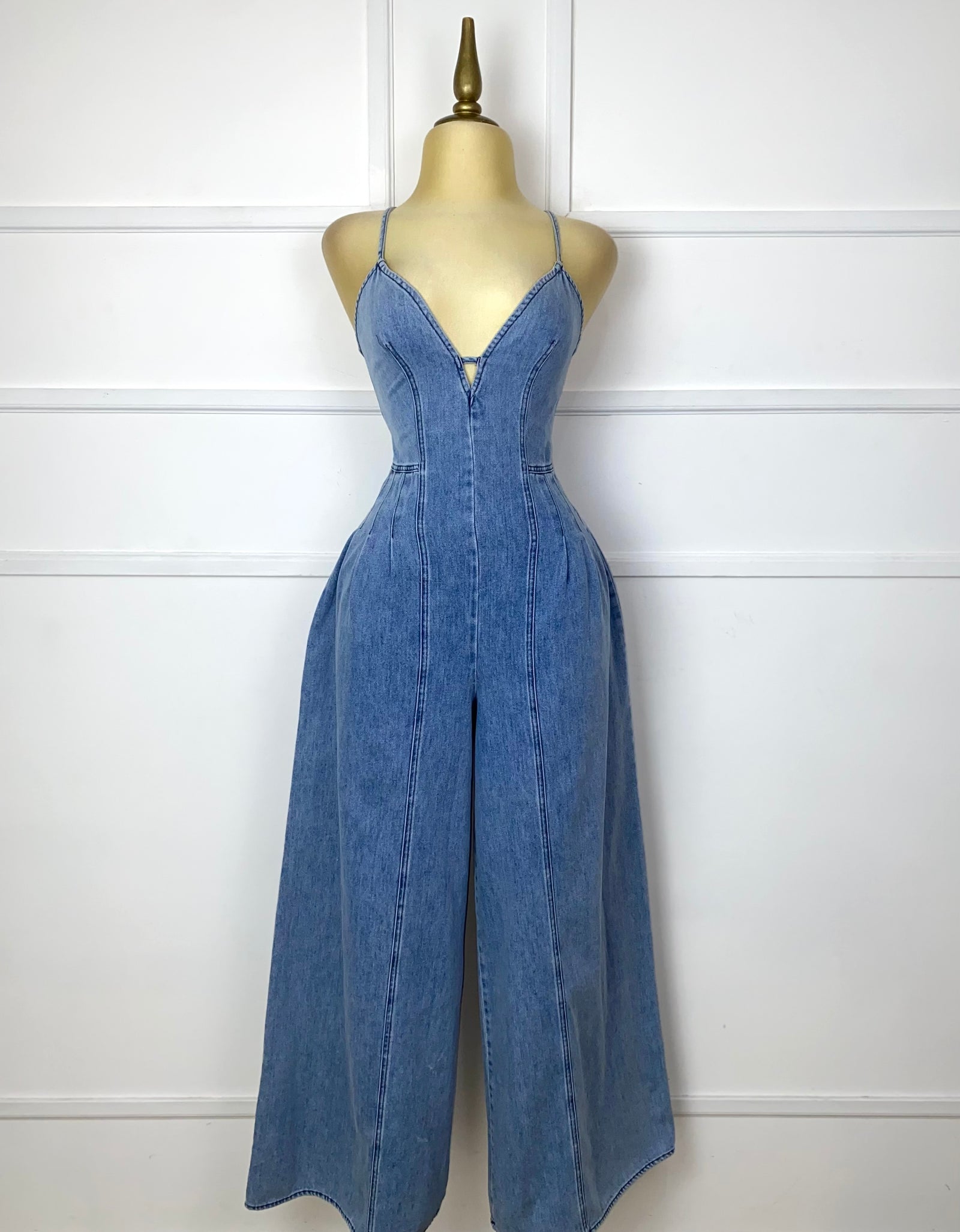 Palazzo de mezclilla con cierre