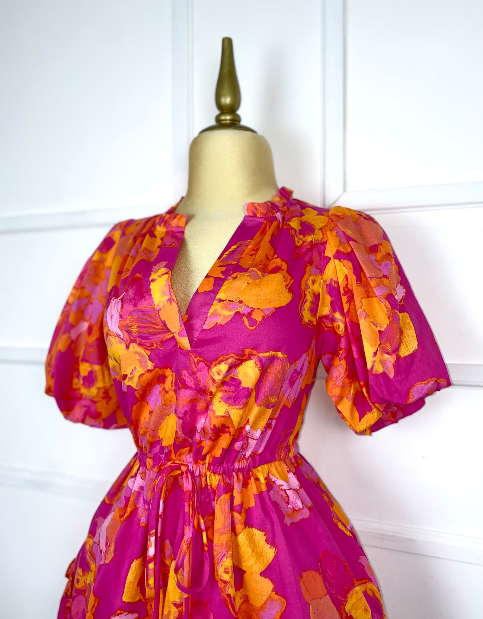 Vestido estampado floral rosa/naranja