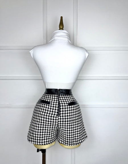 Short falda tweed botones plata
