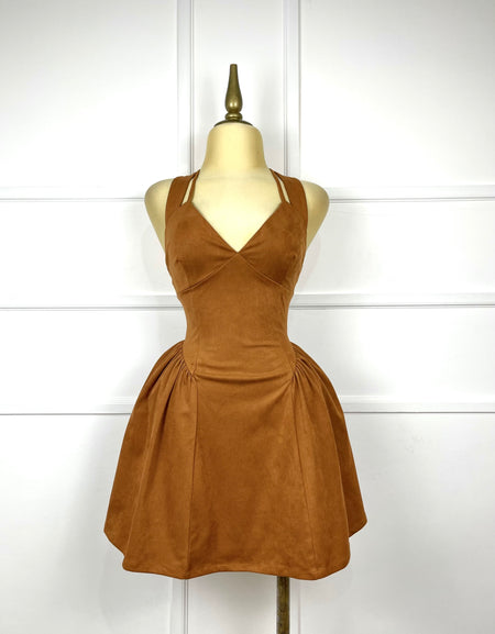 Vestido camel gamuza