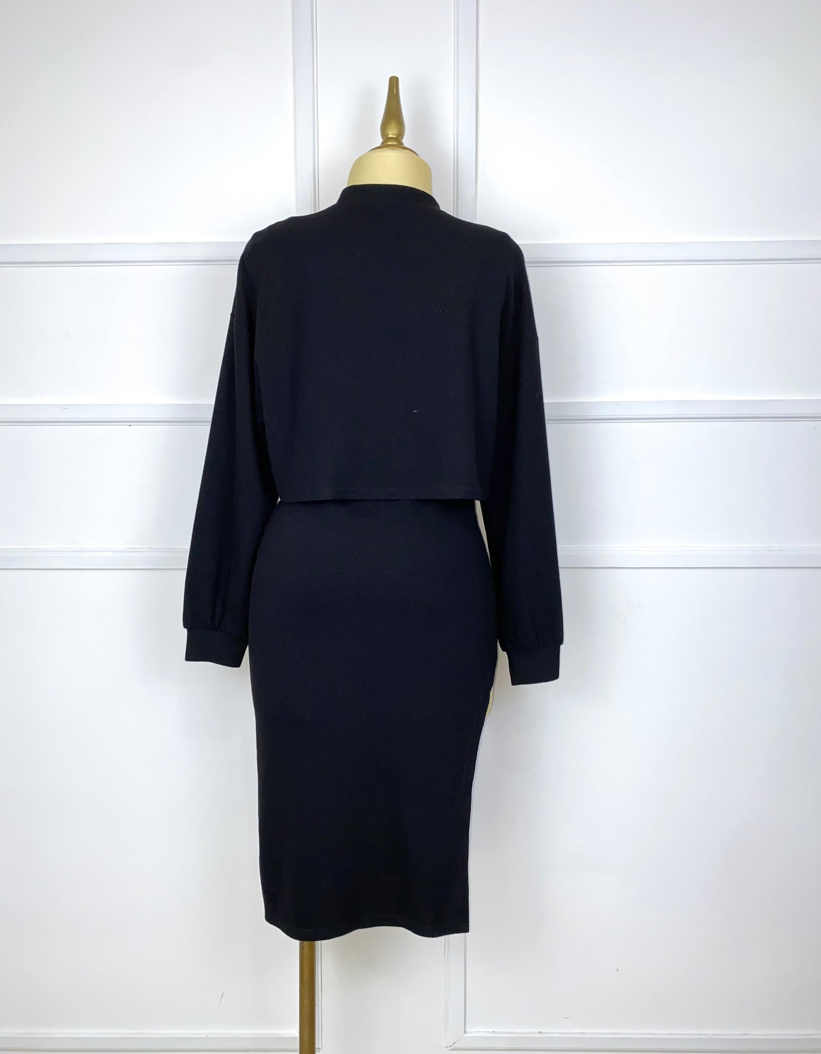 Set negro de punto (vestido y suéter)