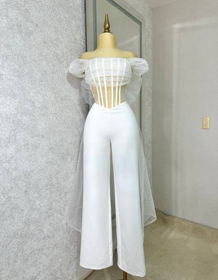 Palazzo blanco corset con tul