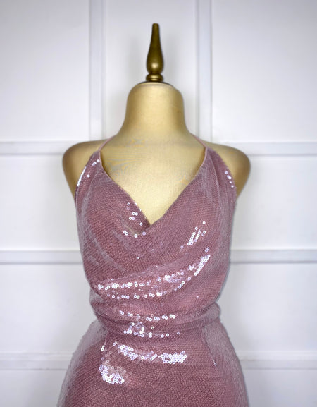 Vestido rosa con lentejuelas