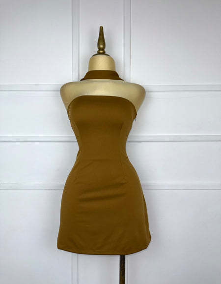 Vestido liso con listón