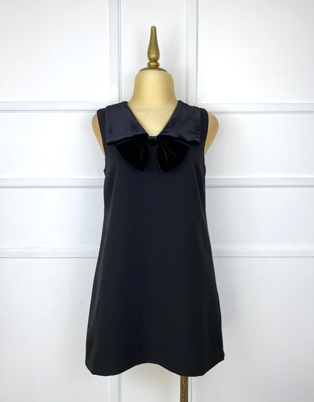 Vestido negro moño gamuza