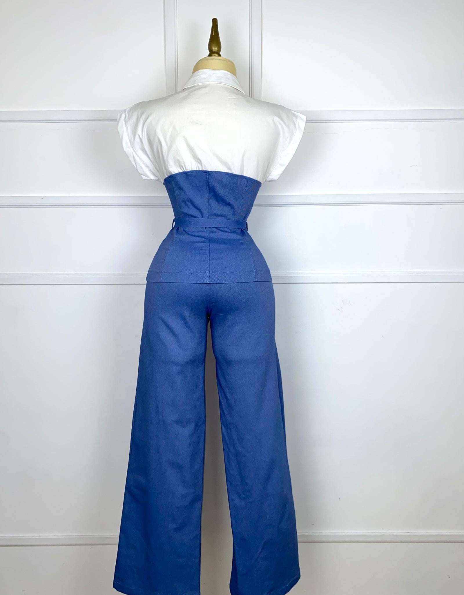 Set azul stretch con cinto