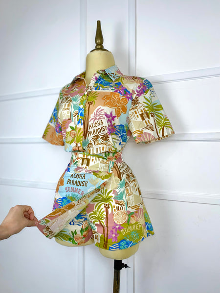 Set estampado camisa y short