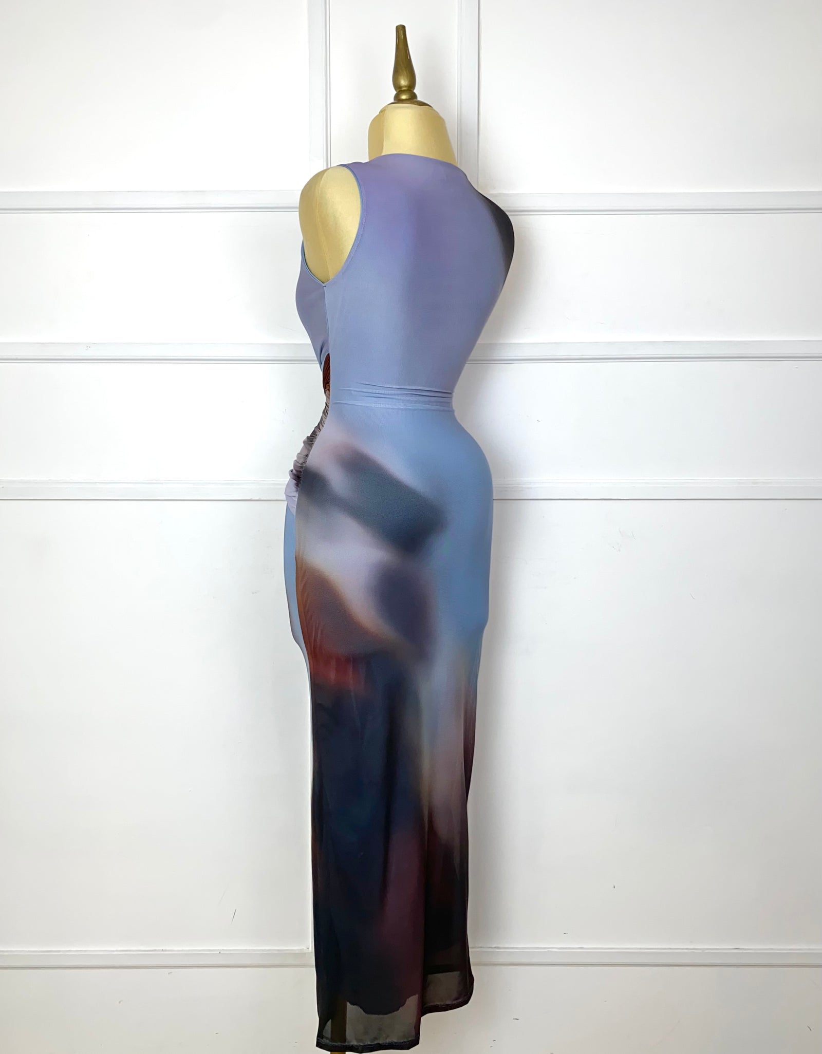 Vestido midi mesh estampado