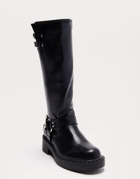 Botas negras hebilla plata