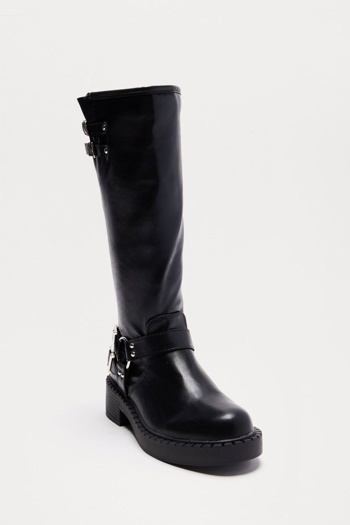 Botas negras hebilla plata
