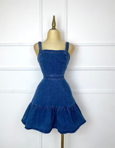 Vestido mezclilla de tirantes trenza