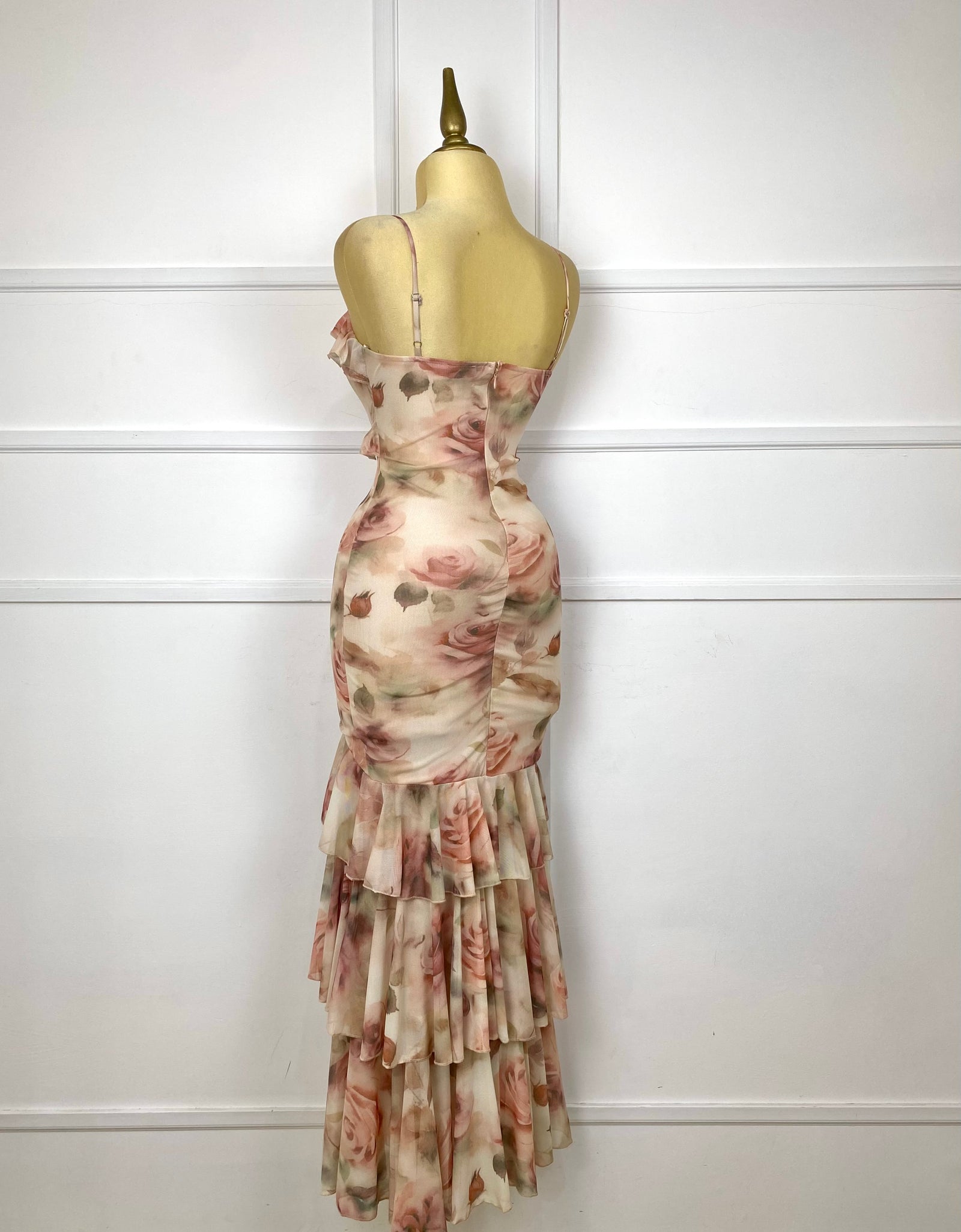 Vestido flores midi con abertura