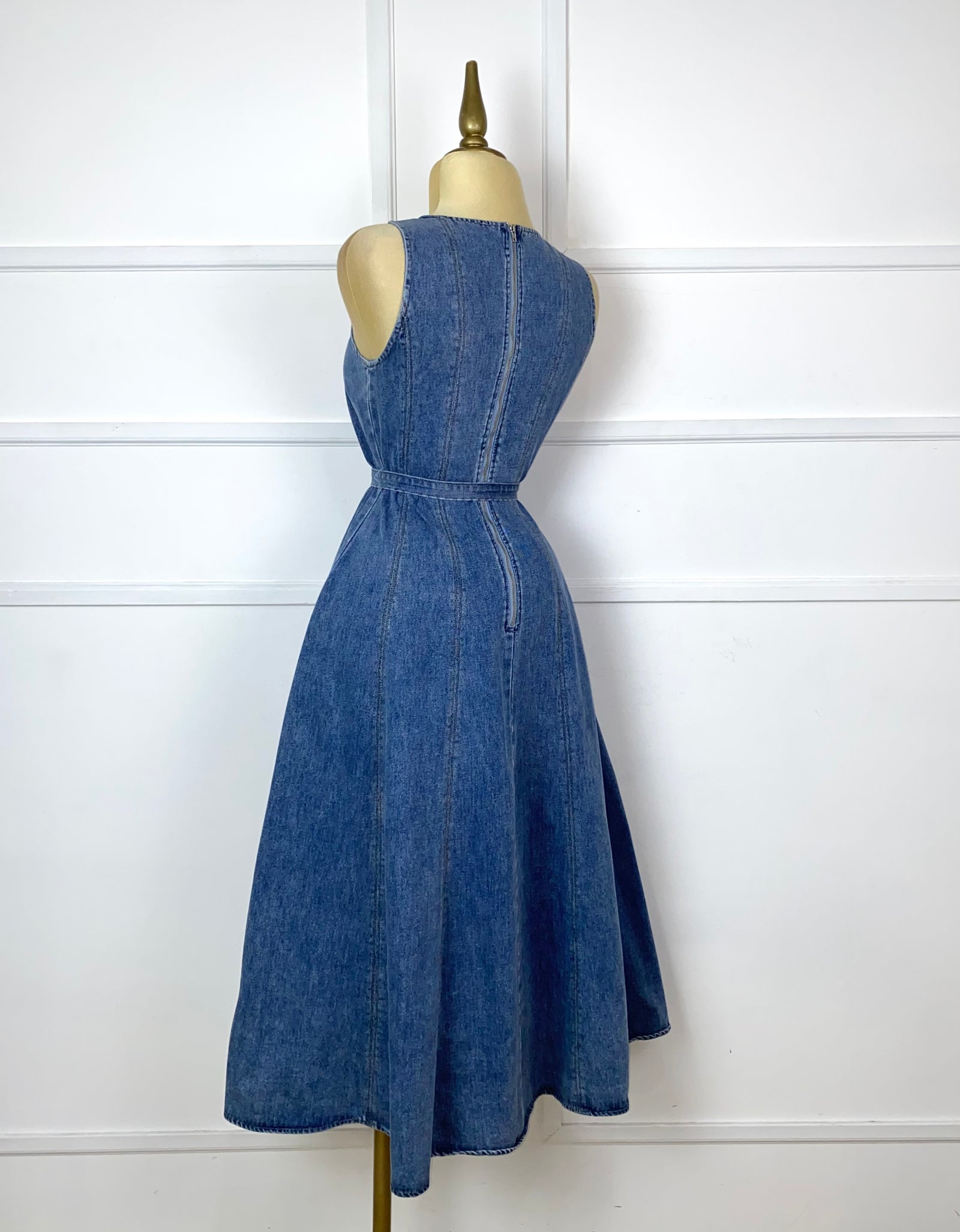 Vestido mezclilla midi con cinto