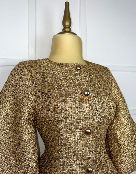 Blusa tweed dorada con botones