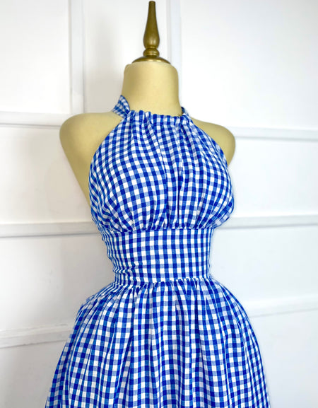 Vestido midi azul cuadros