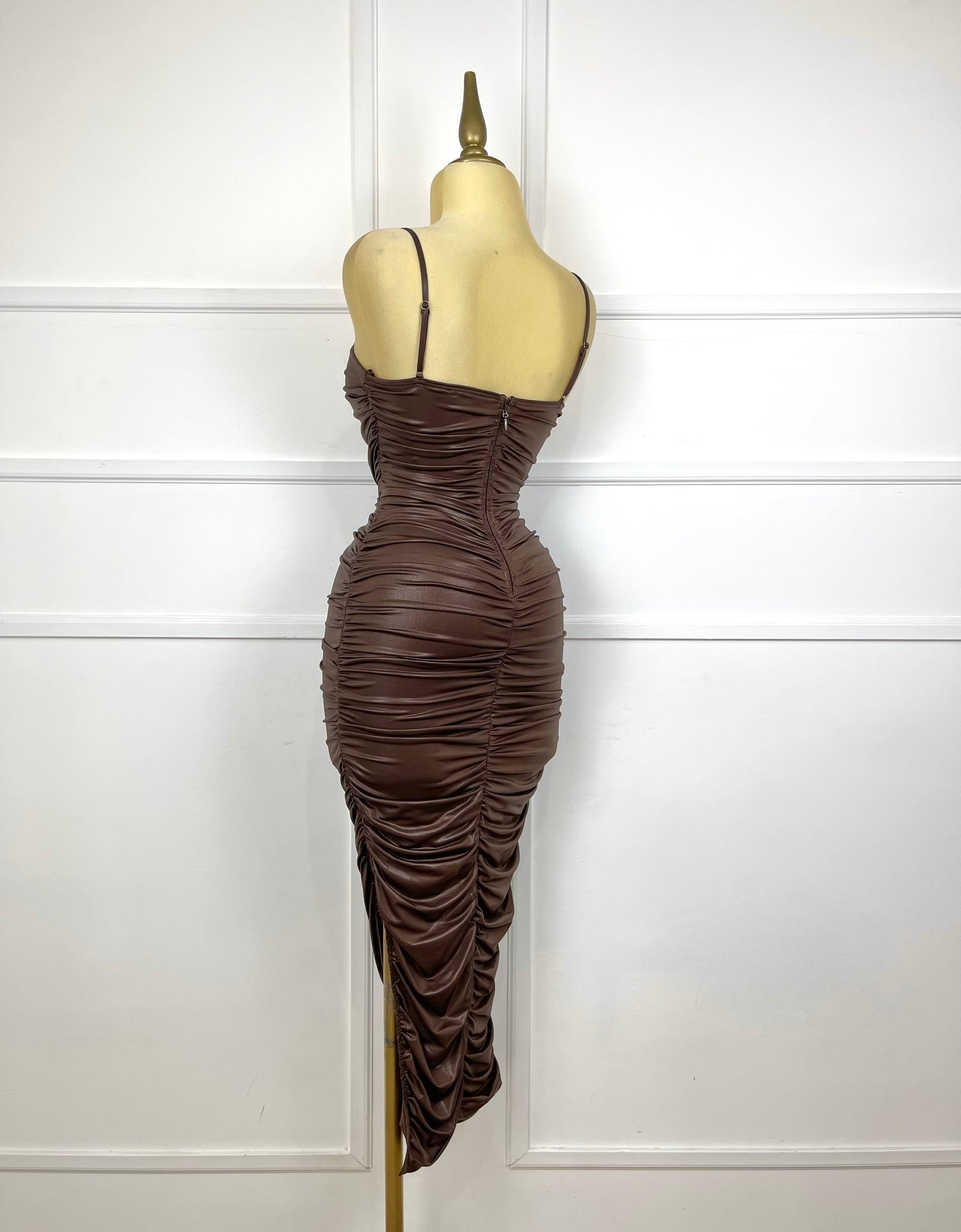 Vestido vinipiel drapeado