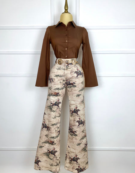 Pantalón con estampado caballos
