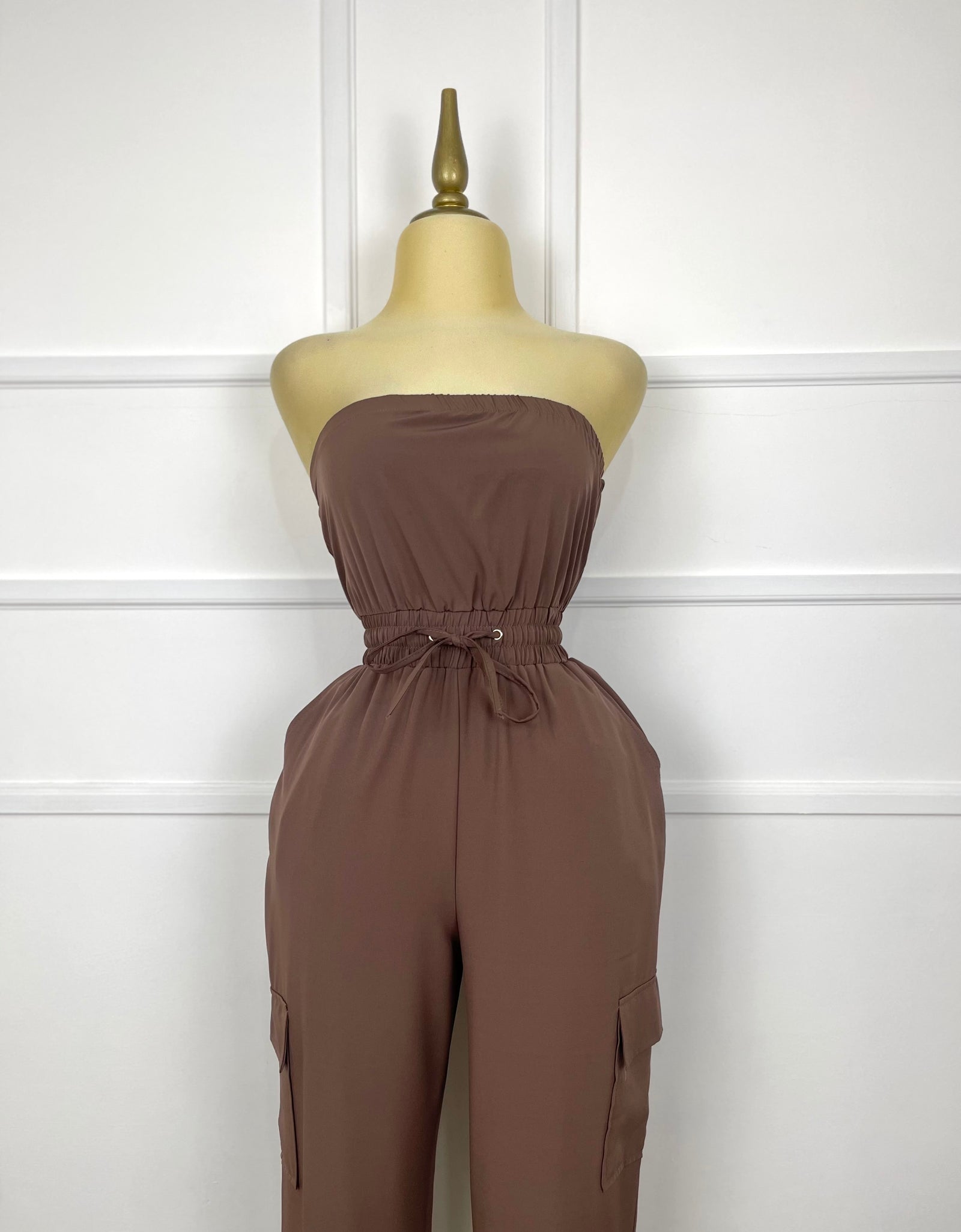 Palazzo café cargo strapless