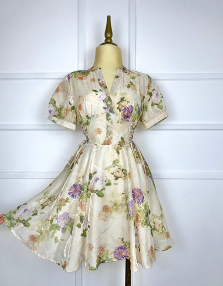Vestido beige estampado flores