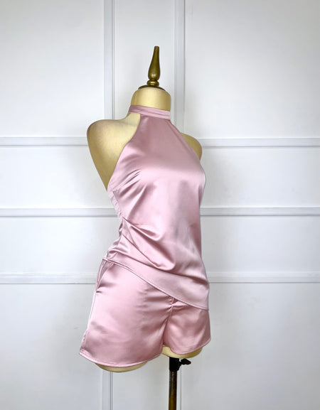 Set rosa halter satín
