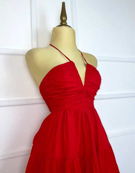 Vestido rojo con olanes