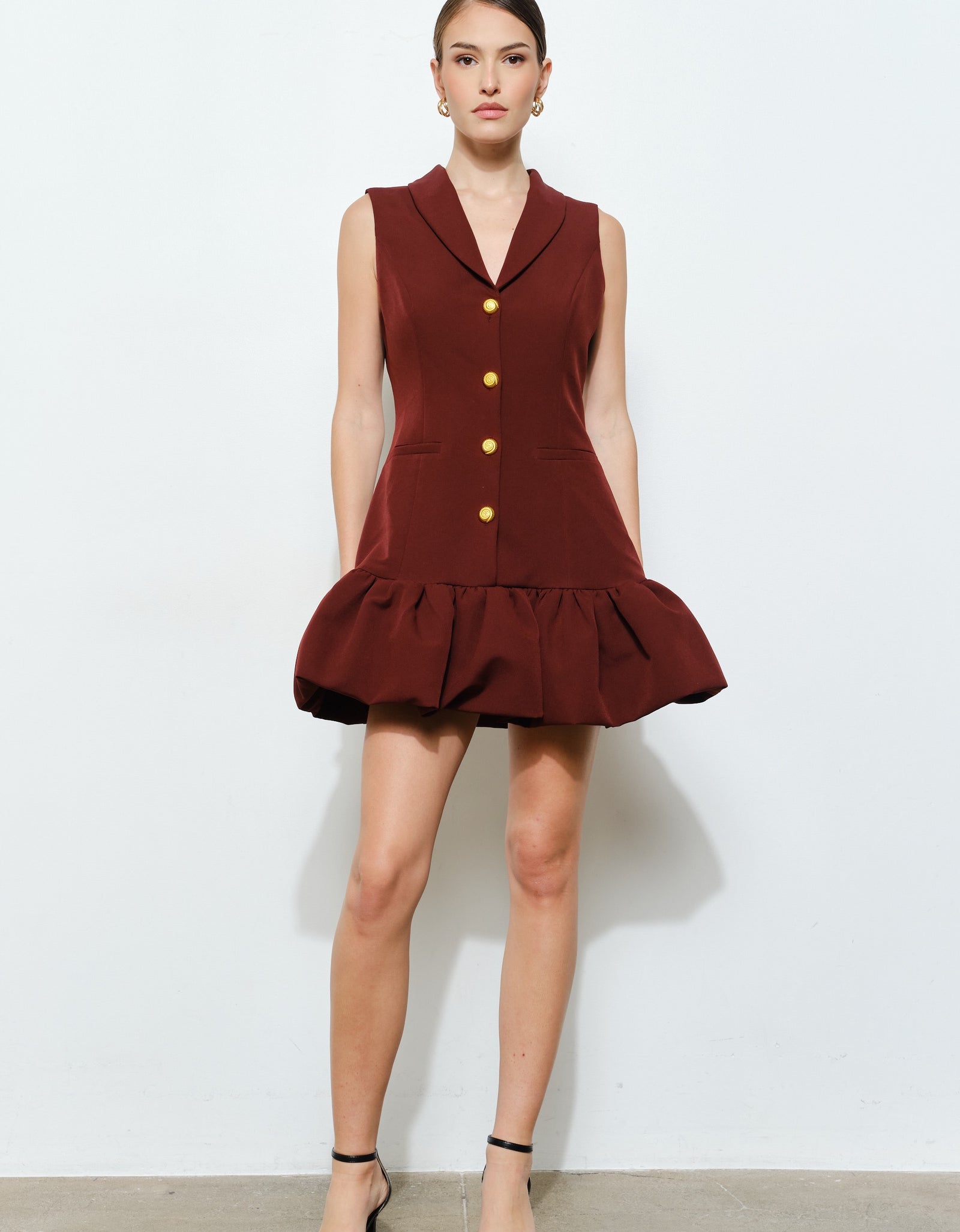 Vestido bombacho botones dorados